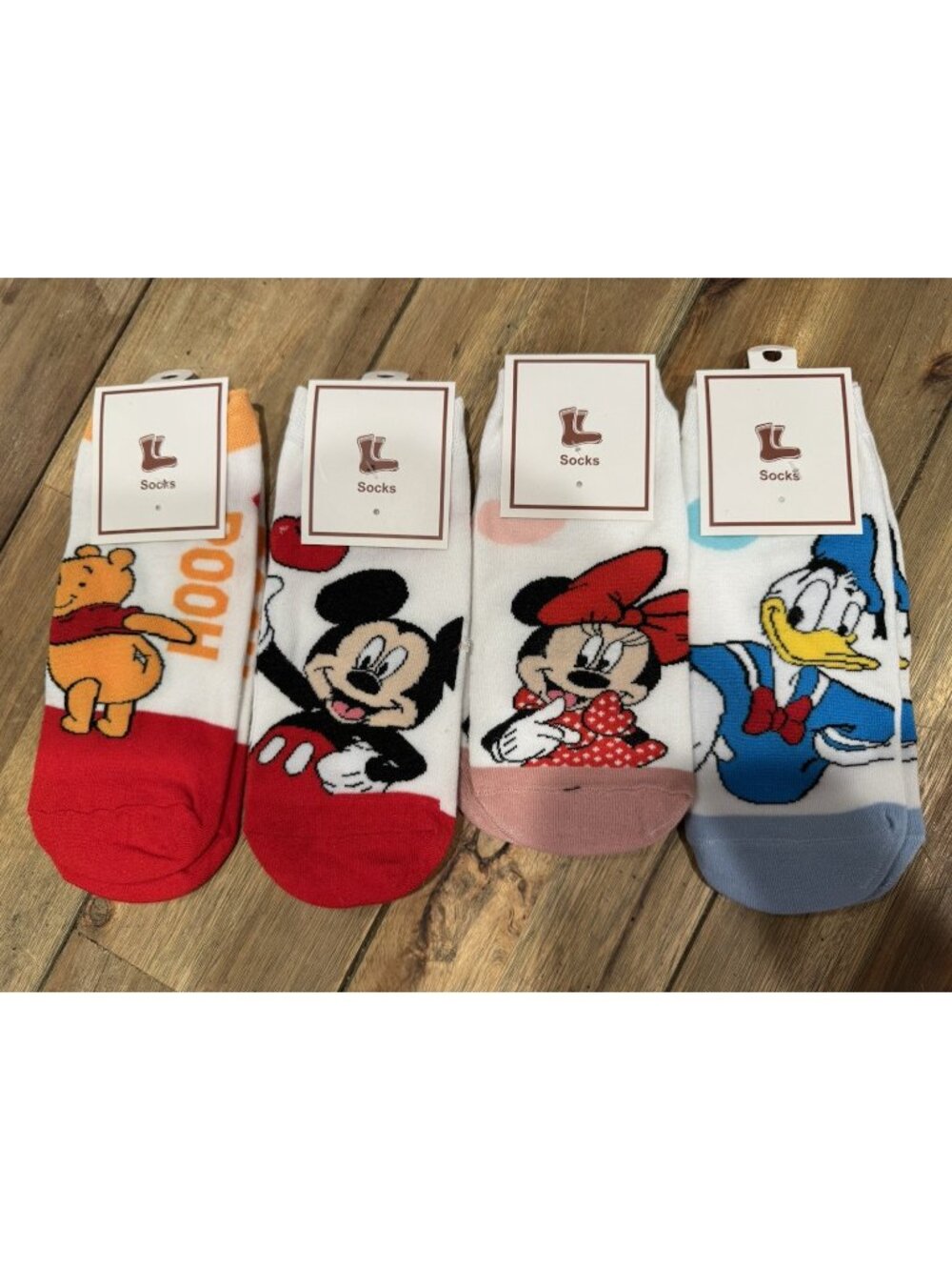 Lot Of 4 Pair Disney Socks Pooh Mickey Minnie Mouse Donald Duck S Small NEW